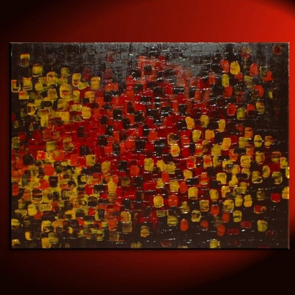 Art for Office HUGE Textured Abstract Acrylic Painting Red Brown Yellow Orange Autumn Colors Original Palette Knife Impasto Custom 40x30