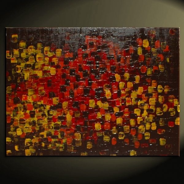 Art for Office HUGE Textured Abstract Acrylic Painting Red Brown Yellow Orange Autumn Colors Original Palette Knife Impasto Custom 40x30