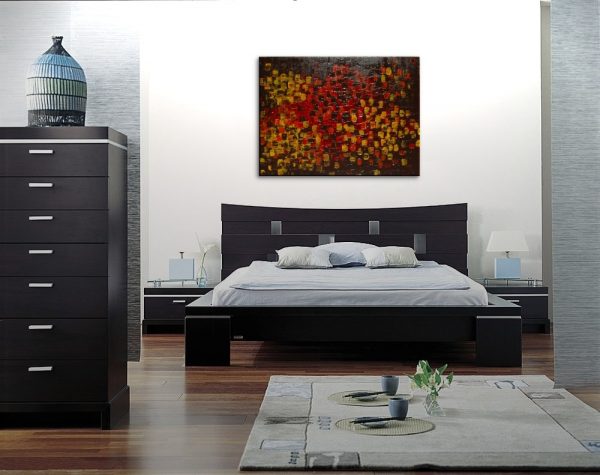 Art for Office HUGE Textured Abstract Acrylic Painting Red Brown Yellow Orange Autumn Colors Original Palette Knife Impasto Custom 40x30