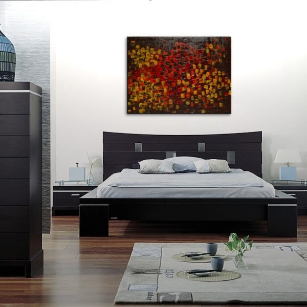 Art for Office HUGE Textured Abstract Acrylic Painting Red Brown Yellow Orange Autumn Colors Original Palette Knife Impasto Custom 40x30