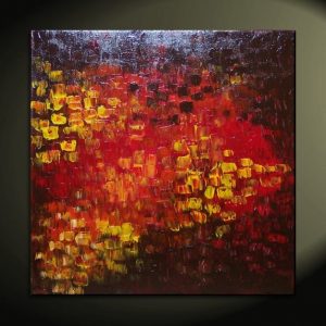 Big Abstract Textured Painting Red Red Brown Orange Fall Colors Original Palette Knife Impasto Art Large Custom Version 30x30