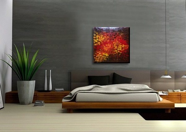 Big Abstract Textured Painting Red Red Brown Orange Fall Colors Original Palette Knife Impasto Art Large Custom Version 30x30