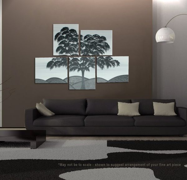Black and White Painting Tree Art Large Modern Abstract Original HUGE Peaceful Art MONOCHROME Custom 56x40