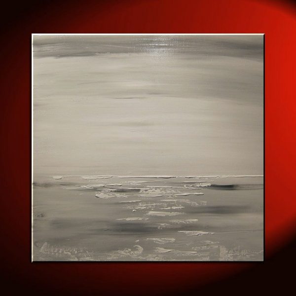 Black and White Seascape Abstract Seascape Painting Oceans with Tinge of Sepia Monochrome Wall Art 30x30 Square Mails Fast