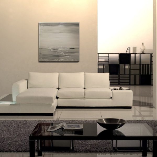 Black and White Seascape Abstract Seascape Painting Oceans with Tinge of Sepia Monochrome Wall Art 30x30 Square Mails Fast