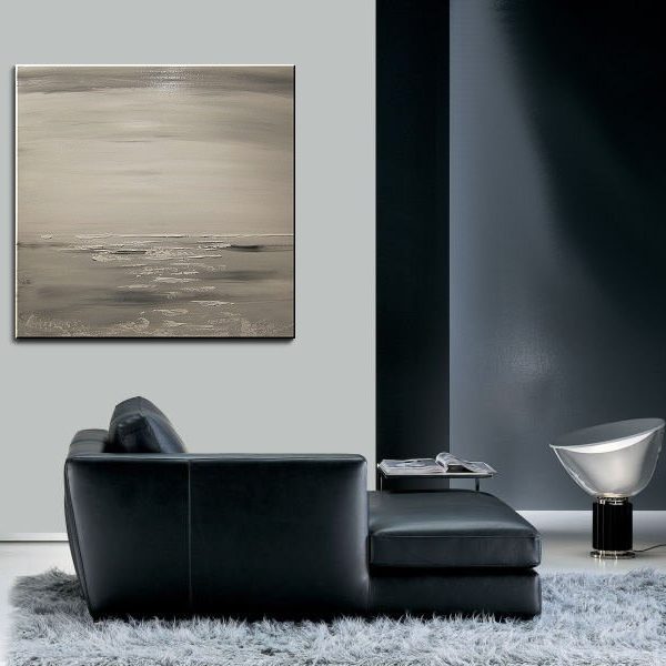Black and White Seascape Abstract Seascape Painting Oceans with Tinge of Sepia Monochrome Wall Art 30x30 Square Mails Fast