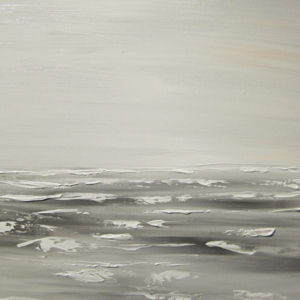 Black and White Seascape Grey Ocean Art Large Ocean Painting Calm Seas Wide Layout 48x24 Custom