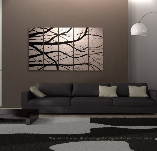 Black and White Tree Branches Painting Large Art Modern Abstract HUGE Elegant Original Monochrome Custom 60x36
