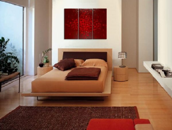 Bold Deep Red Abstract Painting Passionate High Quality Original Art Urban Modern Contemporary Palette Knife Custom 45x30