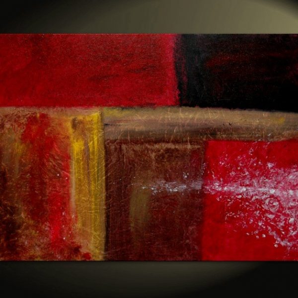 Bold Red Modern Abstract Painting Urban Original Art on Stretched Canvas Brown Yellow White Accent Colors Custom 40x30