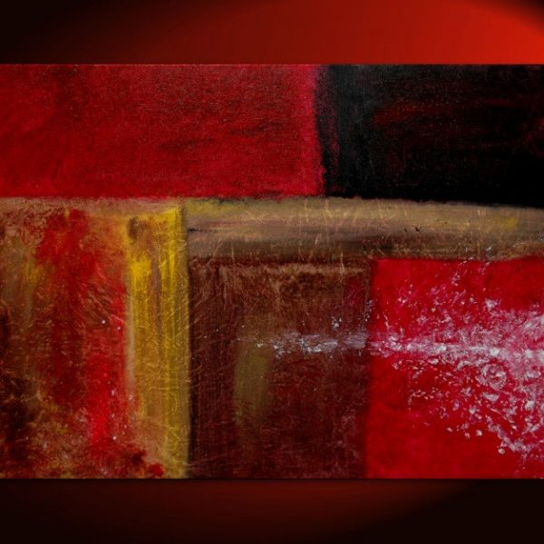 Bold Red Modern Abstract Painting Urban Original Art on Stretched Canvas Brown Yellow White Accent Colors Custom 40x30