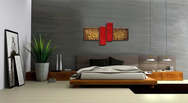 Brown and Red Abstract Painting Modern Wall Art Original Textured Knife Painting Impasto Art 56x24 Ready to Ship