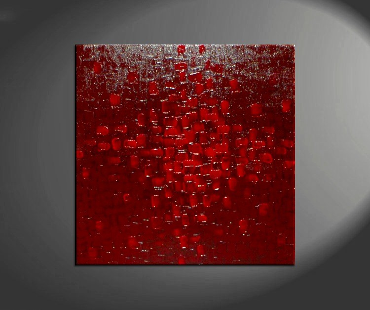 CUSTOM Bold Red Textured Modern Abstract Painting Urban Original Art on Stretched Canvas 30x30
