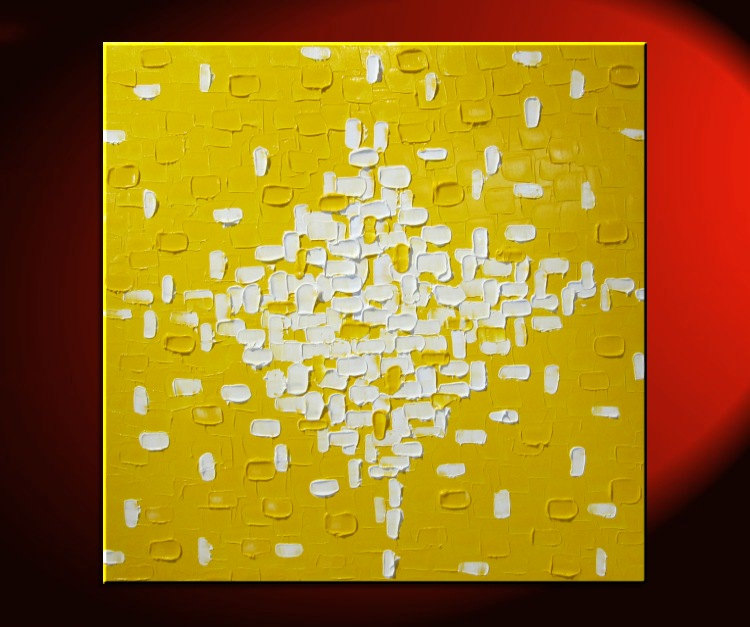 Custom Large Yellow Abstract Painting Original Knife Art Bright Happy Modern Sunny Yellow Contemporary Uplifting Art 30x30