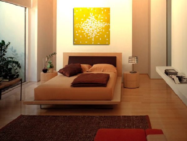 Custom Large Yellow Abstract Painting Original Knife Art Bright Happy Modern Sunny Yellow Contemporary Uplifting Art 30x30