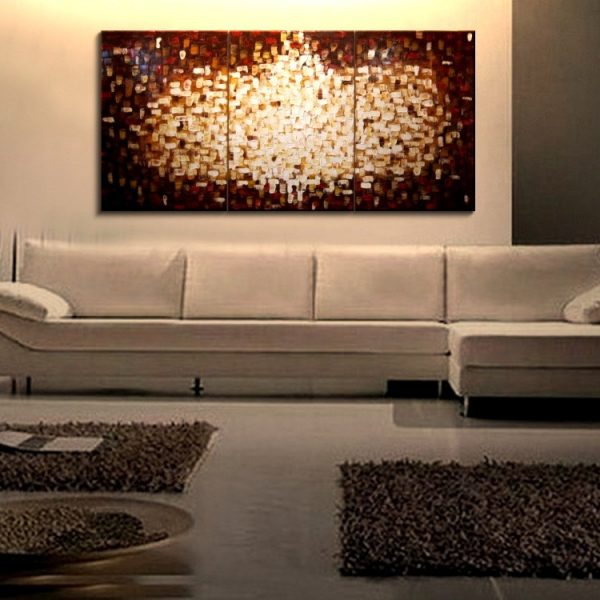 Custom Textured Painting Brown Red Modern Abstract Art Yellow White Sun Burst Original Big Palette Knife Art 72x36