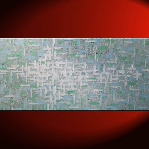 Grey Blue Green Abstract Painting Textured Knife Art Large Original Modern Impasto Calm Contemporary Uplifting Art 48x24 CUSTOM