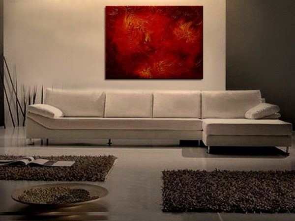 Huge Red Abstract Painting Textured Wall Art Original Passionate Home or Office Decor Ready to ship 40x30