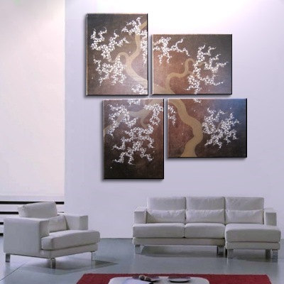 HUGE Wall Art Chocolate Brown Large Painting Contemporary Abstract Asian Fusion Gnarly Plum Blossom Art 79x82 Custom