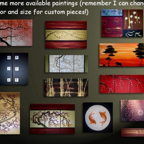 Japanese Tree Painting Huge Original Asian Style Art Fall Modern Abstract Custom 56x40