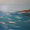 Large Abstract Seascape Painting Cliffs and Ocean Art Blue White Slate Grey Textured Impasto 24x36 mails quickly