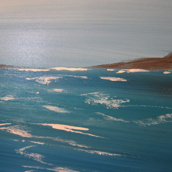 Large Abstract Seascape Painting Cliffs and Ocean Art Blue White Slate Grey Textured Impasto 24x36 mails quickly