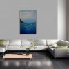 Large Abstract Seascape Painting Cliffs and Ocean Art Blue White Slate Grey Textured Impasto 24x36 mails quickly