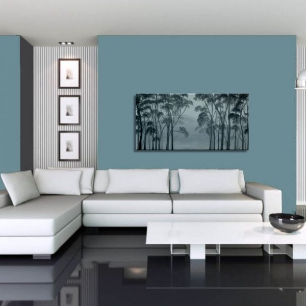 Large Aspen Tree Painting Black and White Greyscale Monochrome Art Calming Colors Modern Abstract Contemporary Original Realism Custom 48x24