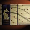 Large Gold and Black Painting Koi Fish, Orchids and Cherry Blossoms Chinese Zen Style Asian Fusion Original Art Custom 60x16