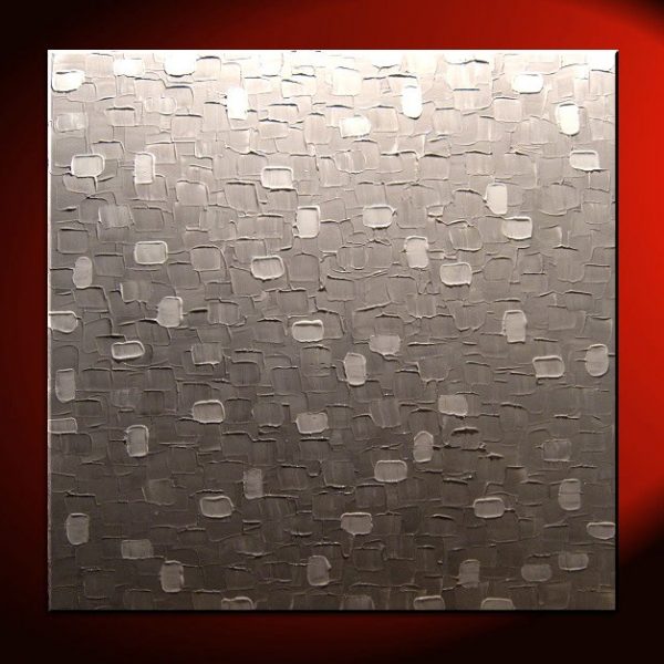 Large Grey White Painting Abstract Textured Wall Art Urban Original Impasto Painting on Stretched Canvas Stylish Design 30x30 Custom