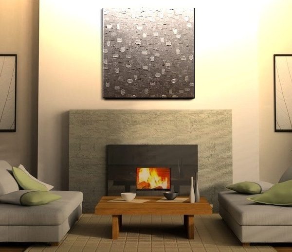 Large Grey White Painting Abstract Textured Wall Art Urban Original Impasto Painting on Stretched Canvas Stylish Design 30x30 Custom