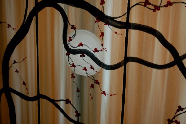 Large Painting Abstract Wall Art Caramel Brown and Red Plum Blossom Art Huge Oversized over Five Canvases Custom 60x36