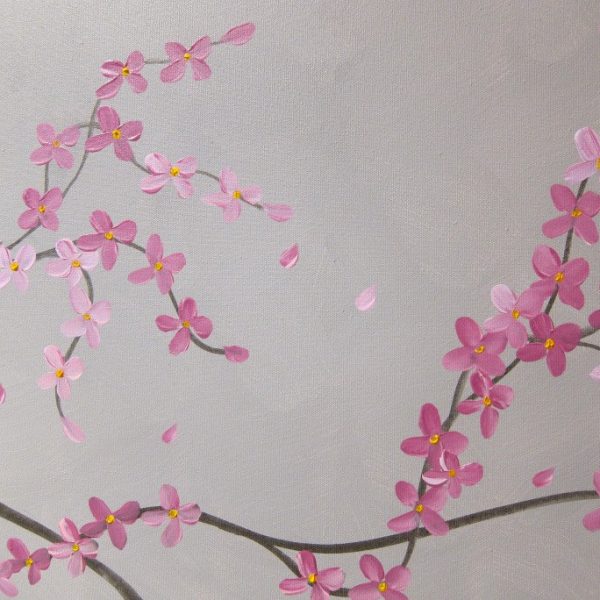 Large Painting Elegant Grey and Pink Wall Art Unique Urban Modern Abstract Artwork Ready To Ship 48x24