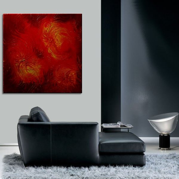 Large Red Abstract Painting Textured Wall Art Original Passionate Home or Office Decor Valentine 30x30 Custom