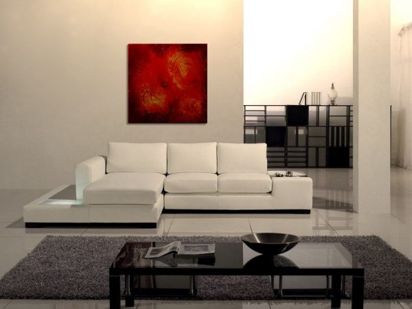 Large Red Abstract Painting Textured Wall Art Original Passionate Home or Office Decor Valentine 30x30 Custom