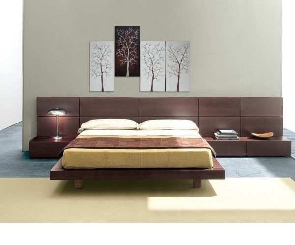 Large Tree Painting for Sale Four Canvases Modern Abstract Art Brown and White Original Zen Wall Art Custom Made 60x30