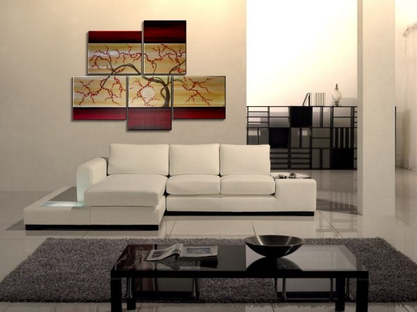 Large Tree Painting Red and Gold Zen Contemporary Abstract Asian Fusion Plum Blossom Art Custom 56x40