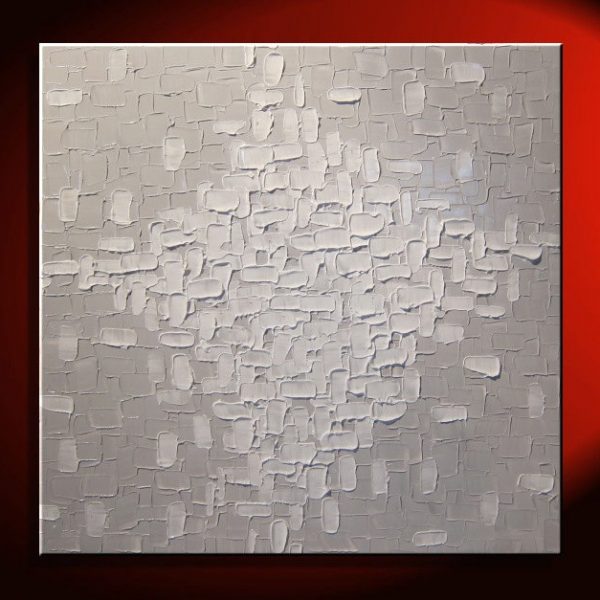 Large White Painting Abstract Textured Wall Art Urban Original Impasto Painting on Stretched Canvas Stylish Design 30x30 Custom