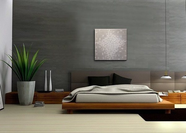 Large White Painting Abstract Textured Wall Art Urban Original Impasto Painting on Stretched Canvas Stylish Design 30x30 Custom