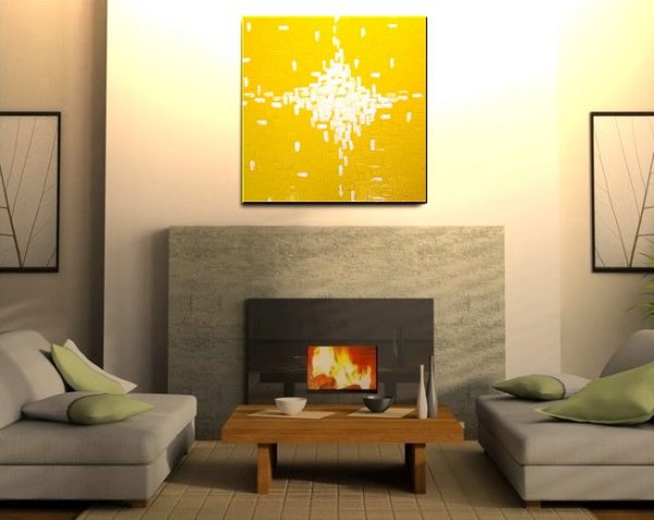 Large Yellow Abstract Painting Original Knife Art Yellow Contemporary Uplifting Art 30x30 Mails Quickly