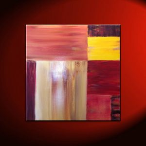 Modern Abstract Art Large Painting Square Red Yellow Brown Ochre Beige Accent Colors by Nathalie Van 30x30