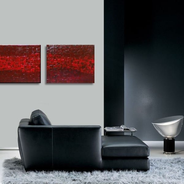 Modern Abstract Textured Painting Crimson Red Burgundy Original Palette Knife Art Impasto Different Sizes Available Custom 32x16