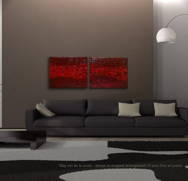 Modern Abstract Textured Painting Crimson Red Burgundy Original Palette Knife Art Impasto Different Sizes Available Custom 32x16