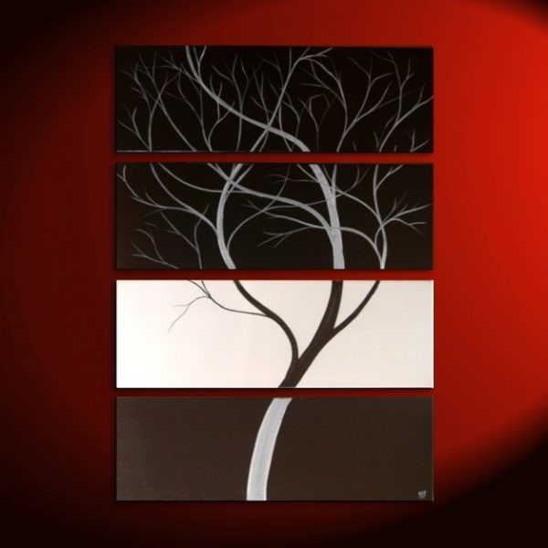 Monochrome Black and White Original Tree Painting Contemporary Art 24x32 or 36x48 Custom