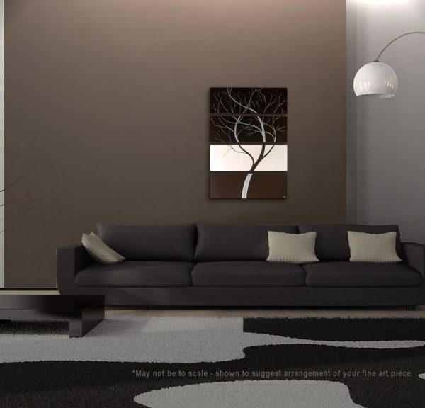 Monochrome Black and White Original Tree Painting Contemporary Art 24x32 or 36x48 Custom