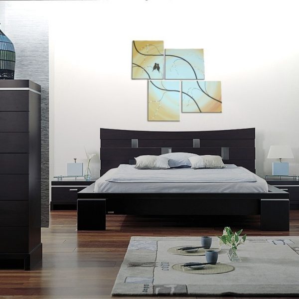 Multiple Canvases Painting Love Birds Cherry Blossom Branch Art Original Caramel Beige and Browns Asian Zen Calming Custom 47x41