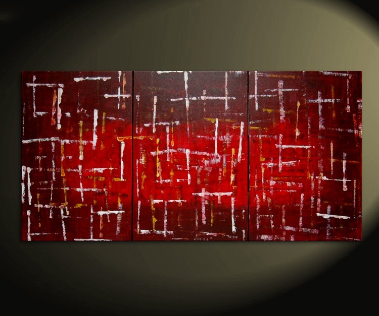 Office Art Large Red Burgundy Modern Abstract Painting Original Textured Art HUGE Urban Art Big Custom Version 72x36