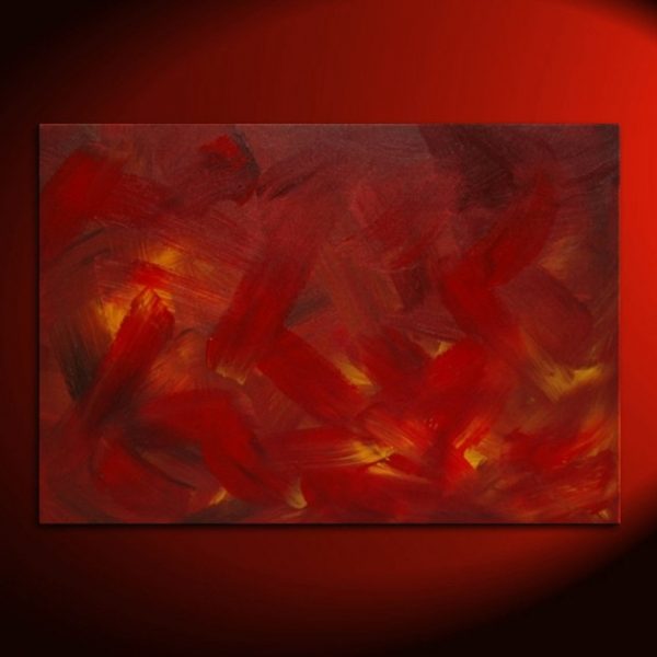 Red Abstract Painting Original Art on Stretched Canvas Fall Colors Painting Featured on TV Custom Version 36x24