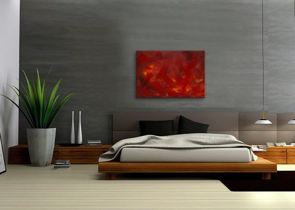 Red Abstract Painting Original Art on Stretched Canvas Fall Colors Painting Featured on TV Custom Version 36x24