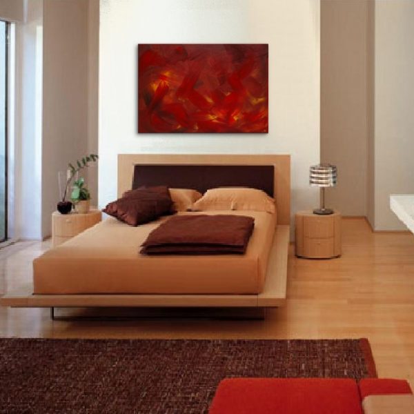 Red Abstract Painting Original Art on Stretched Canvas Fall Colors Painting Featured on TV Custom Version 36x24